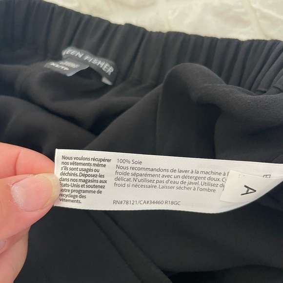 Eileen Fisher Silk Georgette Crop Black Wide-Leg Wrap Pants - Picture 10 of 12